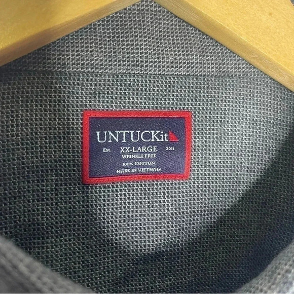 Untuckit Gray Flannel Button Up Long Sleeve Shirt Size XX-Large Venetian WF - Picture 2 of 6
